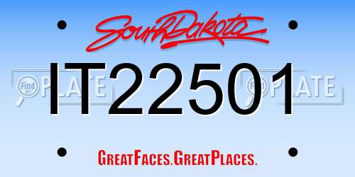 IT22501 South Dakota License Plate