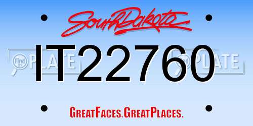 IT22760 South Dakota License Plate