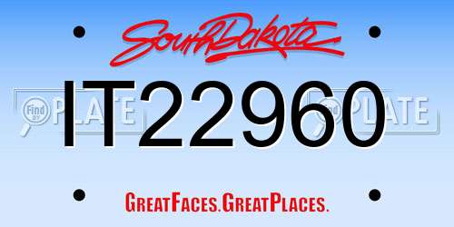 IT22960 South Dakota License Plate