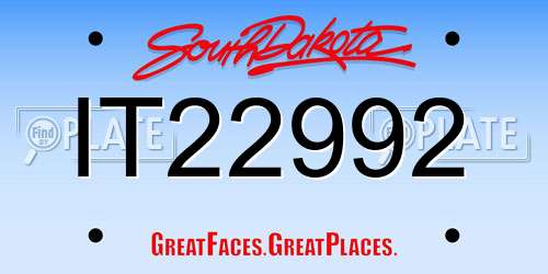 IT22992 South Dakota License Plate