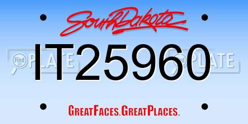 IT25960 South Dakota License Plate