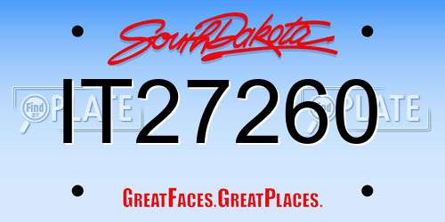 IT27260 South Dakota License Plate
