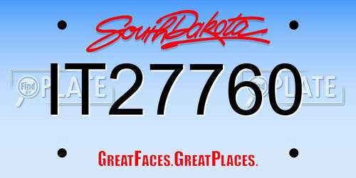 IT27760 South Dakota License Plate