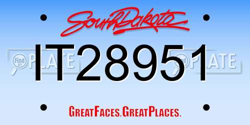 IT28951 South Dakota License Plate