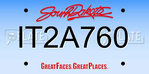 IT2A760 South Dakota License Plate