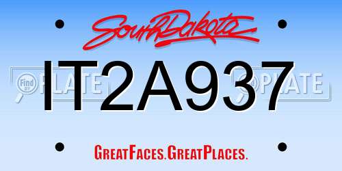 IT2A937 South Dakota License Plate