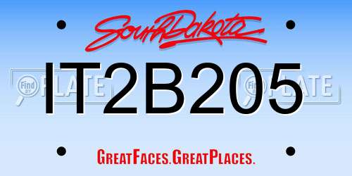 IT2B205 South Dakota License Plate
