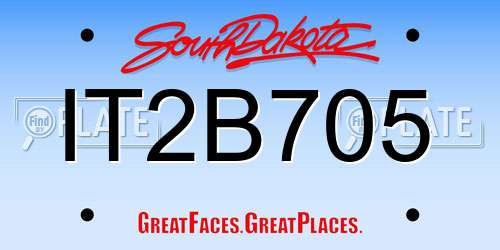IT2B705 South Dakota License Plate