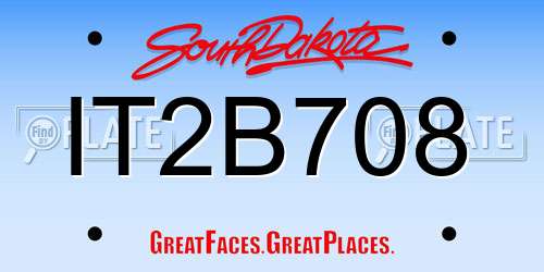 IT2B708 South Dakota License Plate