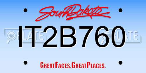 IT2B760 South Dakota License Plate