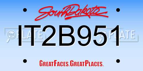 IT2B951 South Dakota License Plate