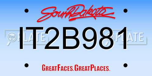 IT2B981 South Dakota License Plate