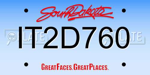 IT2D760 South Dakota License Plate