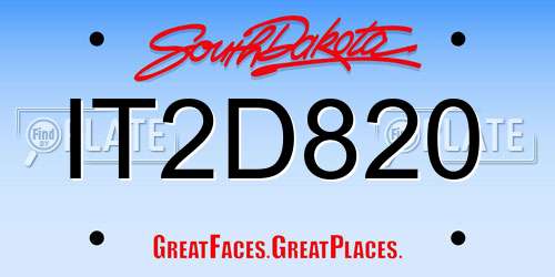 IT2D820 South Dakota License Plate