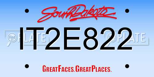 IT2E822 South Dakota License Plate