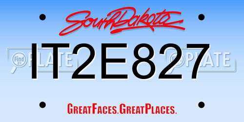 IT2E827 South Dakota License Plate