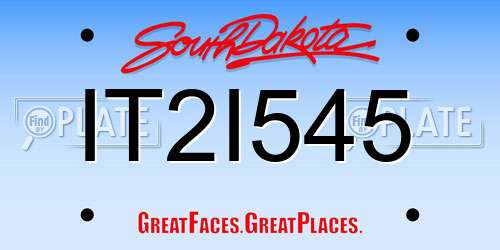 IT2I545 South Dakota License Plate