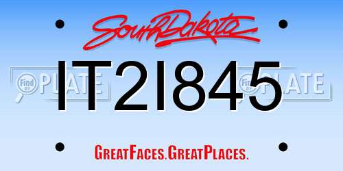 IT2I845 South Dakota License Plate