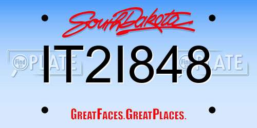 IT2I848 South Dakota License Plate