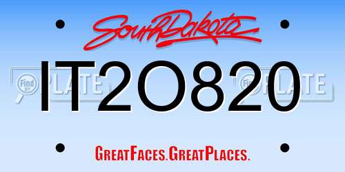 IT2O820 South Dakota License Plate