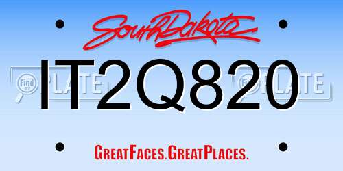 IT2Q820 South Dakota License Plate