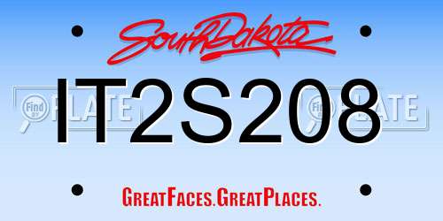 IT2S208 South Dakota License Plate