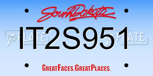 IT2S951 South Dakota License Plate