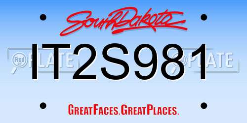 IT2S981 South Dakota License Plate
