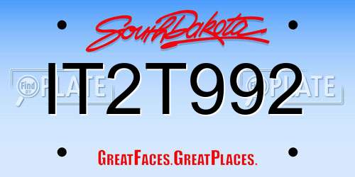 IT2T992 South Dakota License Plate