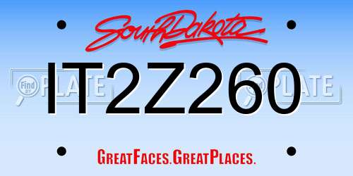 IT2Z260 South Dakota License Plate