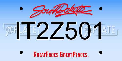 IT2Z501 South Dakota License Plate
