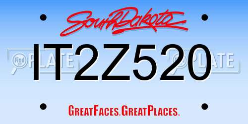 IT2Z520 South Dakota License Plate