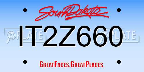 IT2Z660 South Dakota License Plate