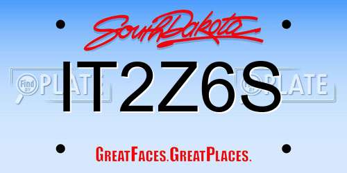 IT2Z6S South Dakota License Plate