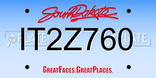 IT2Z760 South Dakota License Plate