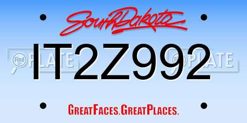 IT2Z992 South Dakota License Plate