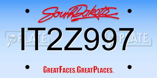 IT2Z997 South Dakota License Plate