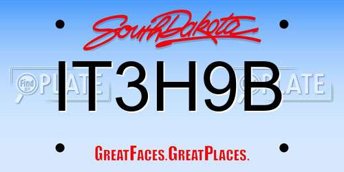 IT3H9B South Dakota License Plate