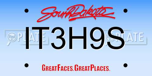 IT3H9S South Dakota License Plate