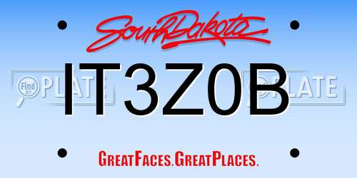 IT3Z0B South Dakota License Plate