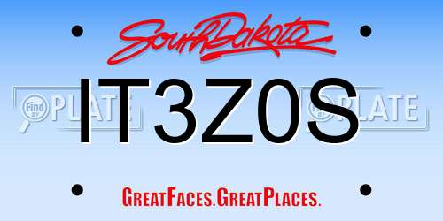 IT3Z0S South Dakota License Plate
