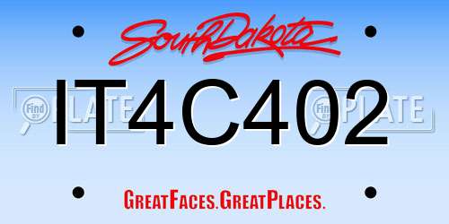IT4C402 South Dakota License Plate