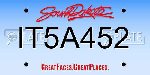 IT5A452 South Dakota License Plate