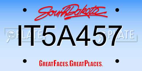 IT5A457 South Dakota License Plate