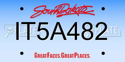 IT5A482 South Dakota License Plate