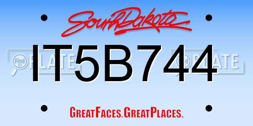 IT5B744 South Dakota License Plate