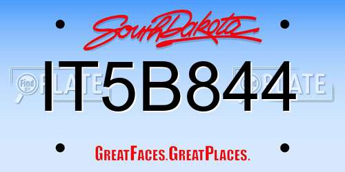 IT5B844 South Dakota License Plate