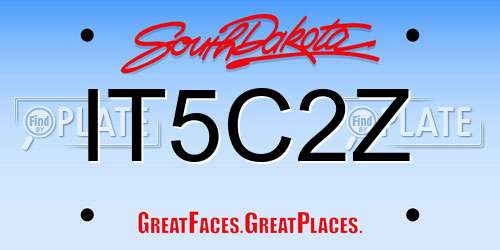 IT5C2Z South Dakota License Plate