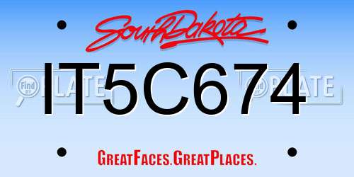 IT5C674 South Dakota License Plate