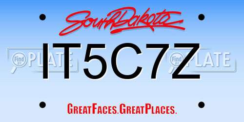 IT5C7Z South Dakota License Plate